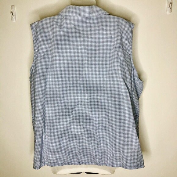 Jane Ashley Blouse Womens Size 3X Sleeveless Checks Embroidered Blue White - Picture 3 of 5